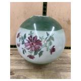 Green hand painted glass hurricane shade