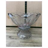 Vintage clear glass pedestal punch bowl
