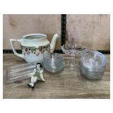 Flat of sherbert bowls. pedestal dish and drip