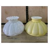 2- White and yellow hurricane light shades