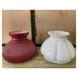 White and red hurricane lamp shades
