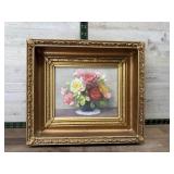 14x16 Gold tone wood frame with floral painting