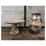 Large Toby style mug and pedestal candy plate