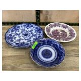 3- Antique England plates and bowl