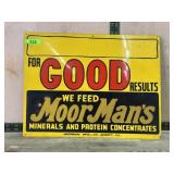 Metal MoorMans feed sign