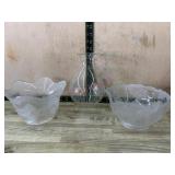 2- clear glass lamp shades and 1 chimney globe
