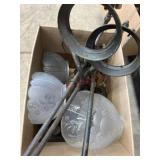 Box of hanging lamp parts and clear glass shades