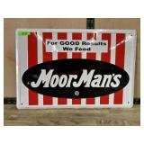 Red and white Metal Moor Mans feed sign