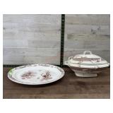 English ironstone soup tureen and serving platter