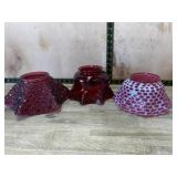 3- Red art glass lamp shades