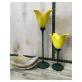 9 Pieces curved leaded glass for lamp and 2