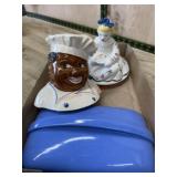 Flat of 3 old cookie jar lids