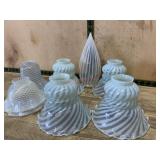 Flat of 8 Fenton opalescent glass shades blue and