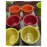 6- Fiesta coffee mugs red, yellow and orange