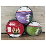Three spools of Christmas lights
