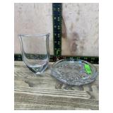 Orrefors  crystal mini vase and mint dish