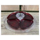 Anchor Hocking manhattan relish tray with ruby