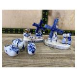 5 Piece Delft windmills and wooden shoes