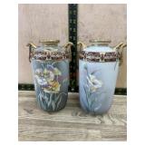 2- Grey hand painted Nippon vases