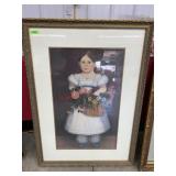 38x27 Folk art print in gold ornate frame