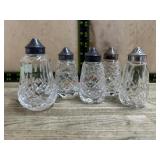 Waterford crystal salt shakers total of 5