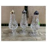 3- 6 inch Waterford crystal shakers
