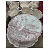 2 Flats of England transferware dinnerware