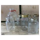Canning jars, milk bottle, atlas seal jar