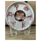 Tonythe tiger plate & 2 coke glasses