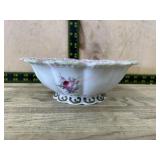 Pink scallop rim decorative ceramic bowl