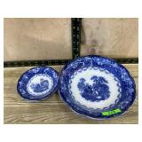2- Flow Blue trasferware bowls