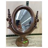 Wood frame shaving mirror