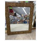 24x28 Antique wood framed beveled glass mirror