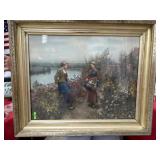 27x38 Shadowbox type frame with Ladies in garden