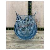 Blue glass owl dish