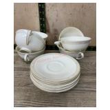 5 Royal Doulton Cassandra saucers and 6 coffee