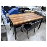 Wooden top metal leg table and 4 chairs