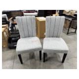 2 grey upholstered chairs