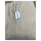 Beige Ribbed Knit Sweater Dress, Size Large