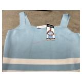 Blue and White Knit Tank Top, Size 1X