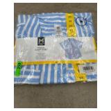 Blue and White Striped Tencel Camp Shirt, Size M