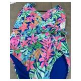 Women's Floral One-Piece Swimsuit, Size L