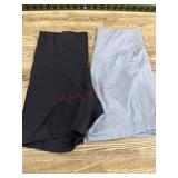 Two High-Rise Bike Shorts, Black and Gray