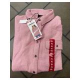Pink Long-Sleeve Waffle-Textured Shirt, XL