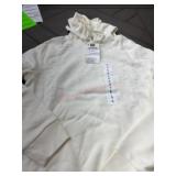 Men's White Fleece Hoodie, Size S