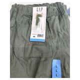 Green Pull-On Linen Pants, Size Large