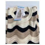 Striped Crochet Top in Neutral Tones, Size Large