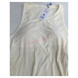 White Rib Knit Tank with Inner Shelf Bra, Size XL