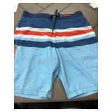Men's Striped Swim Trunks With Drawstring
