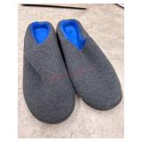 Men's Large Gray Slippers with Blue Lining